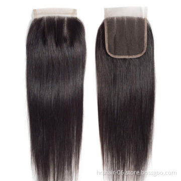 Cheap grade 10a human hair lace closure straight wave unprocessed virgin hair closure